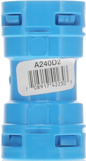 Carlon A240D2-10R ENT Coupling, 1/2 in, 1.27 in Dia, 2.3 in L, Polycarbonate, Blue