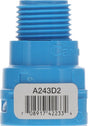 Carlon A243D2-10R ENT Adapter, 1/2 in MPT x NPT, 1.27 in Dia, 1.79 in L, Polycarbonate, Blue