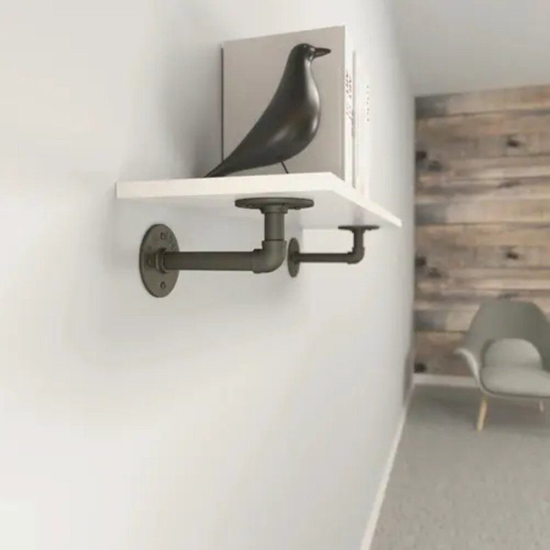 Shelf-Made Birmingham Series RP-201BREL-8IN Elbow Pipe Shelf Bracket, 50 lb, 4.3 in H, Steel, Powder-Coated