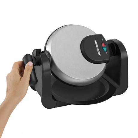 Black+Decker WM1404S Belgian Flip Waffle Maker, 6-3/4 in Waffle, 2-Waffles, 800 W, Black/Silver