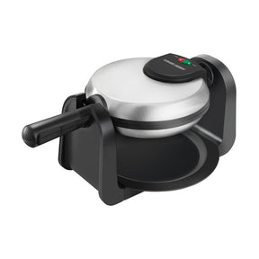 Black+Decker WM1404S Belgian Flip Waffle Maker, 6-3/4 in Waffle, 2-Waffles, 800 W, Black/Silver