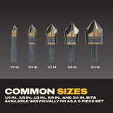 DEWALT DWAMDB5SETCS Countersink Bit Set, Round Dia Shank, 5-Flute, HSS