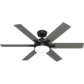 Hunter HunterExpress Georgetown Series 52783 Ceiling Fan with LED Light, 6-Blade, Black Housing, Dark Gray Oak Blade