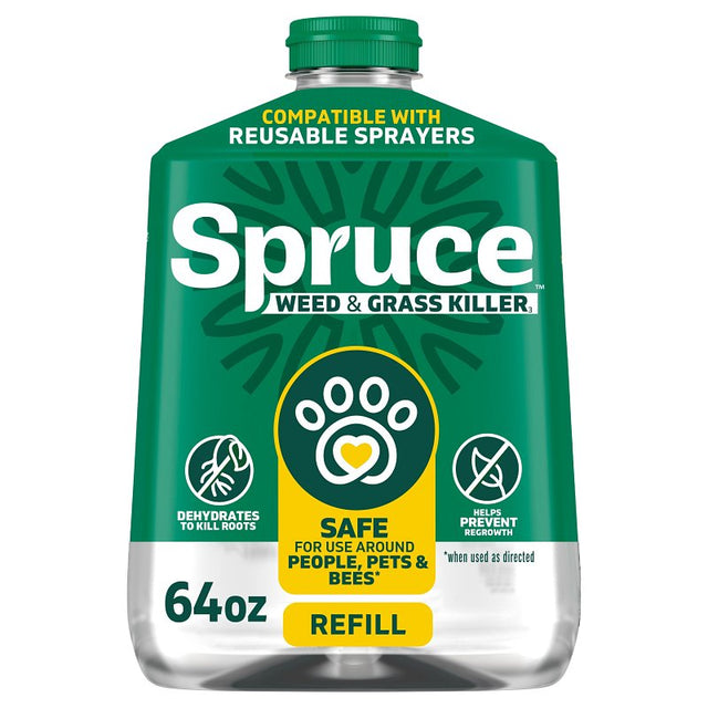 Spruce 810121300449 Weed and Grass Killer Refill, Liquid, Spray Application, 64 oz Bottle