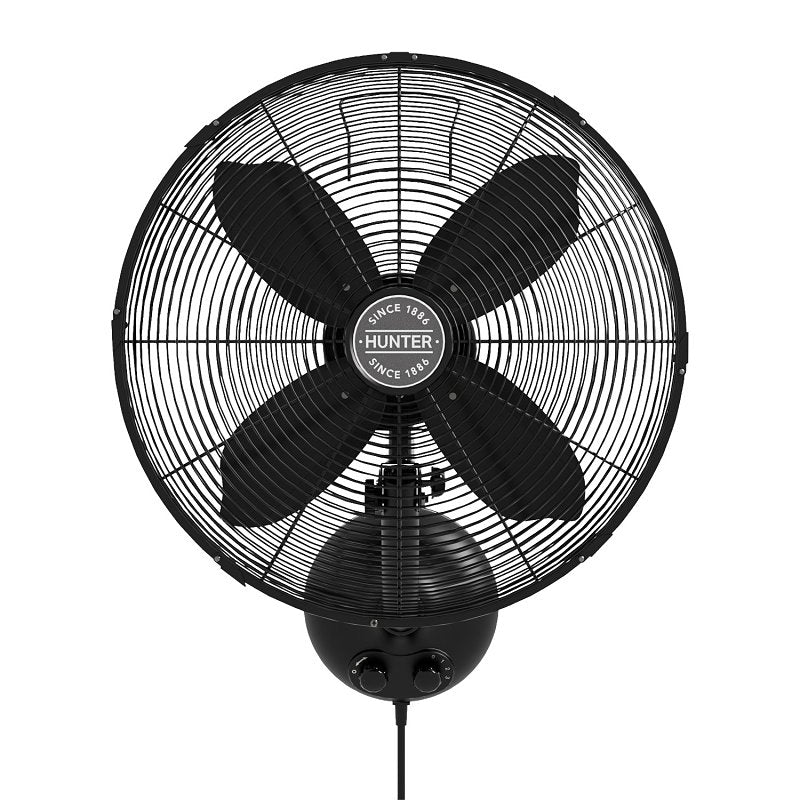 Hunter 97318 Wall Fan, 120 V, 16 in Dia Blade, 4-Blade, 3-Speed, 1959 cfm Air, Black
