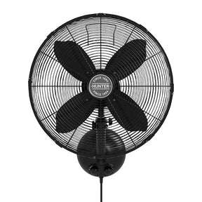 Hunter 97318 Wall Fan, 120 V, 16 in Dia Blade, 4-Blade, 3-Speed, 1959 cfm Air, Black