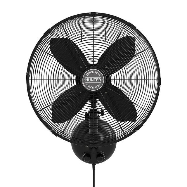Hunter 97318 Wall Fan, 120 V, 16 in Dia Blade, 4-Blade, 3-Speed, 1959 cfm Air, Black