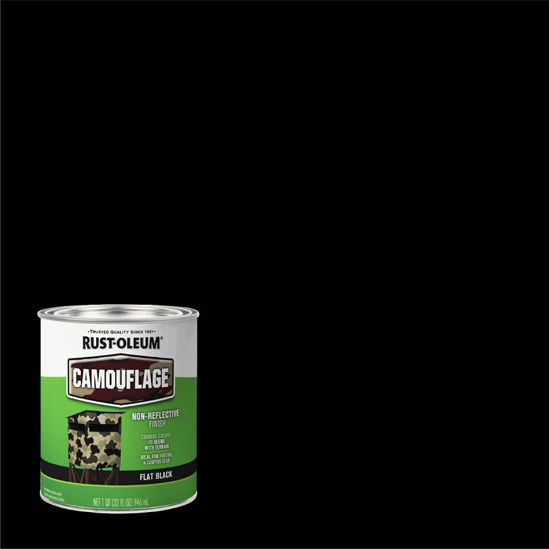 Rust-Oleum 379558 Paint, Water Base, Flat Sheen, Flat Black, 1 qt, 50 to 90 sq-ft/qt Coverage Area, Pack of 2