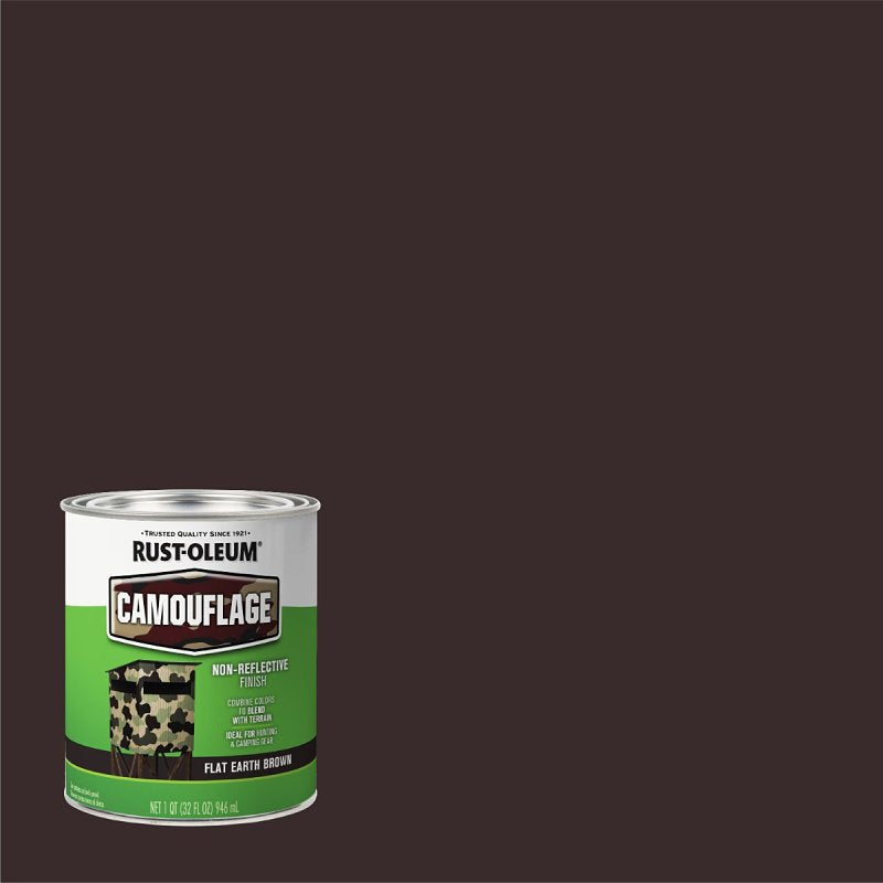 Rust-Oleum 379559 Paint, Water Base, Flat Sheen, Flat Earth Brown, 1 qt, 50 to 90 sq-ft/qt Coverage Area, Pack of 2