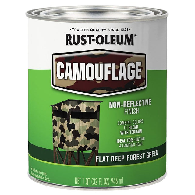 Rust-Oleum 379560 Paint, Water Base, Flat Sheen, Flat Deep Forest Green, 1 qt, 50 to 90 sq-ft/qt Coverage Area, Pack of 2