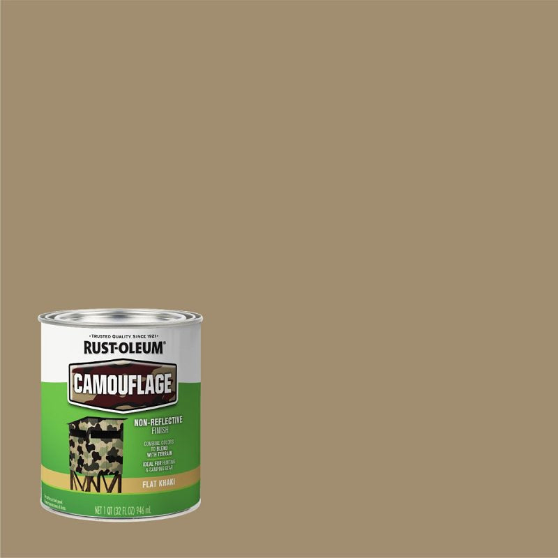 Rust-Oleum 379562 Paint, Water Base, Flat Sheen, Flat Khaki, 1 qt, 50 to 90 sq-ft/qt Coverage Area, Pack of 2