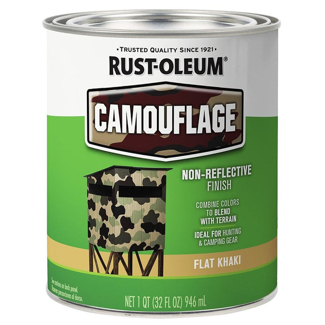 Rust-Oleum 379562 Paint, Water Base, Flat Sheen, Flat Khaki, 1 qt, 50 to 90 sq-ft/qt Coverage Area, Pack of 2