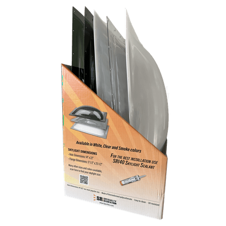 Specialty Recreation SL1422BX Skylight , 14" x 22", 5 Pack (2 White, 2 Smoke &amp; 1 Clear)