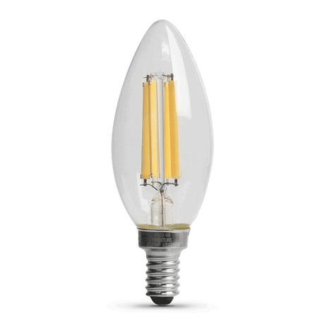 Feit Electric BPCTC75/827/LED/2 LED Bulb, Decorative, B10 Lamp, 75 W Equivalent, E12 Candelabra Lamp Base, Dimmable