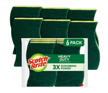 Scotch-Brite 426 Scrub Sponge, 4-1/2 in L, 2.7 in W, 0.6 in Thick, Cellulose/Synthetic Fiber, Green