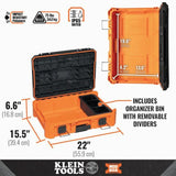 Klein Tools MODbox Series 54300MBX Small Toolbox, 75 lb, Polymer, Orange, 22 in L x 19.1 in H Outside
