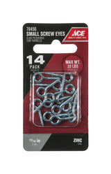 Ace 3/32 in. D X 13/16 in. L Zinc-Plated Steel Screw Eye 20 lb. cap. 14 pk, Pack of 5