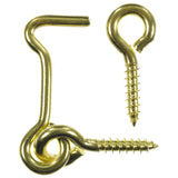 Ace Small Polished Brass Green Brass 1.5 in. L Hook and Eye 2 pk, Pack of 5