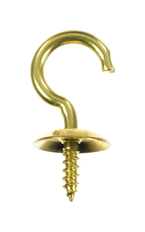 Ace Small Polished Brass Green Brass 0.875 in. L Cup Hook 8 lb 5 pk, Pack of 5