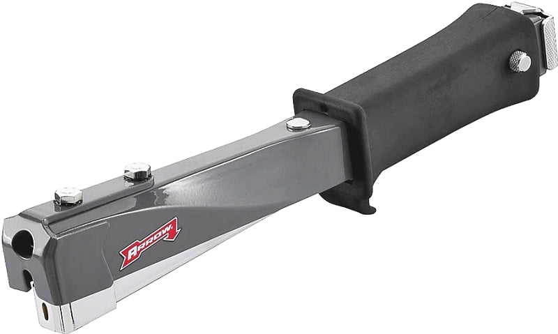 Arrow HT55 Hammer Tacker, T50 Staple, 3/8 in W Crown, 1/4 to 3/8 in L Leg, Steel Staple