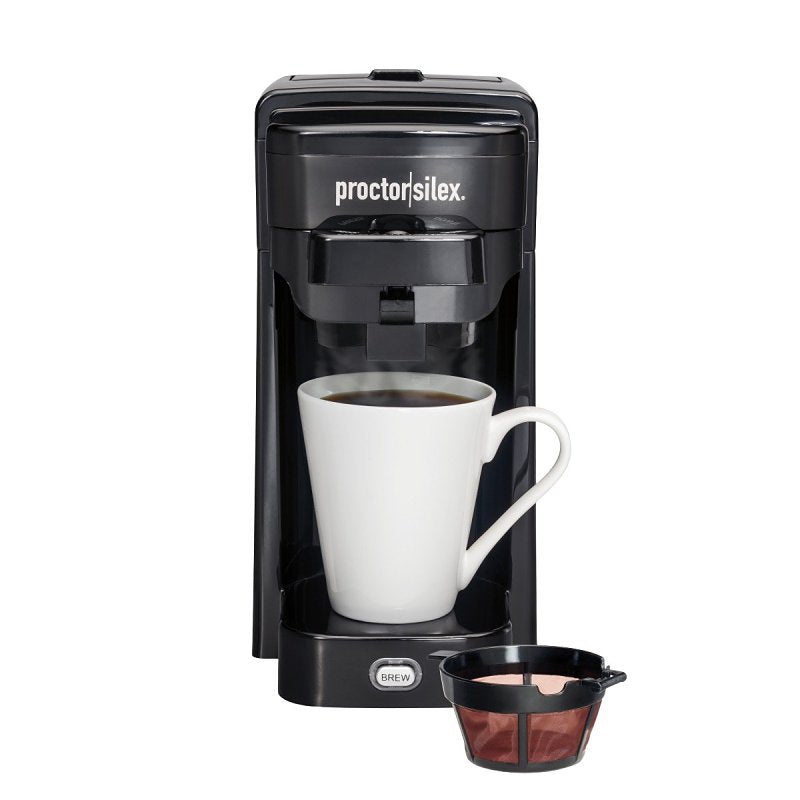 Proctor Silex 49961PS Coffee Maker, 10 oz Capacity, Black, Button Control