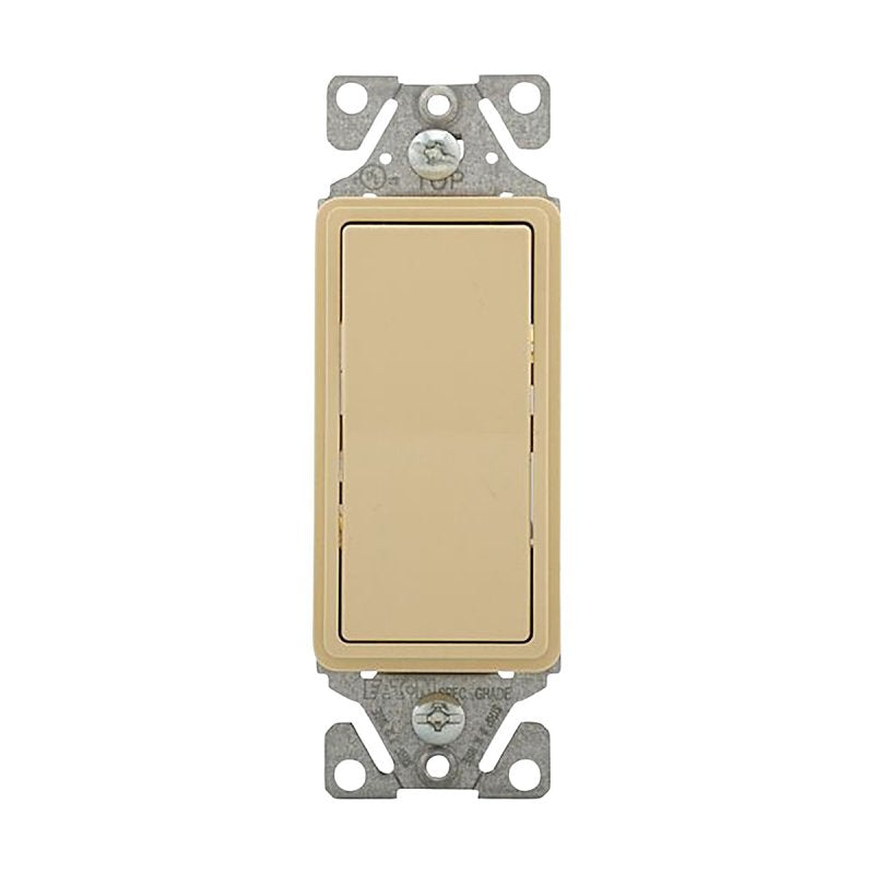 Eaton 7503 Series 7503V 3-Way Decorator Rocker Switch, 15 A, 120/277 V, 3-Way, Back Wire, Push Wire