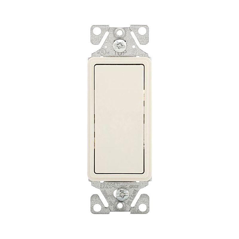 Eaton 7503 Series 7503LA 3-Way Decorator Rocker Switch, 15 A, 120/277 V, 3-Way, Back Wire, Push Wire Terminal