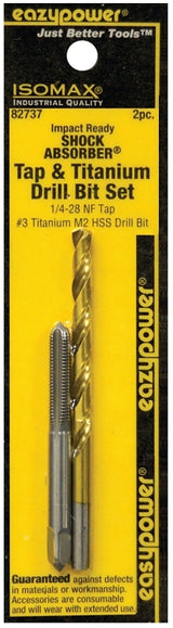 Eazypower 82737 Tap and Drill Set, 1/4-28 Thread, Titanium