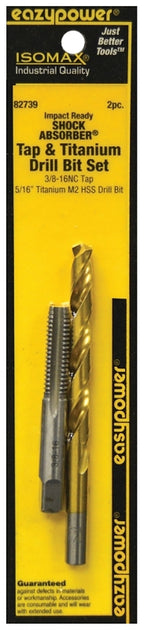 Eazypower 82739 Tap and Drill Set, 3/8-16 Thread, Titanium