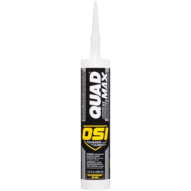OSI QUAD MAX Series 1869456 Advanced Sealant Caulk, Gray, 24 to 72 hr Functional Cure, 0 to 140 deg F, 9.5 oz Cartridge, Pack of 12