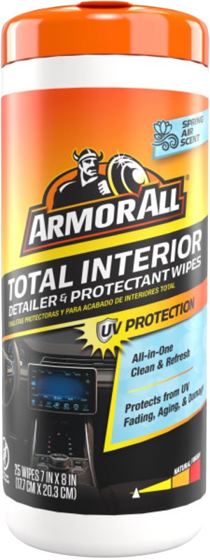 Armor All AWDTSAC-25-1USLT Interior Cleaning Wipe, Spring Air, Effective to Remove: Dirt, Dust, Grime, Spill, 25 -Wipes