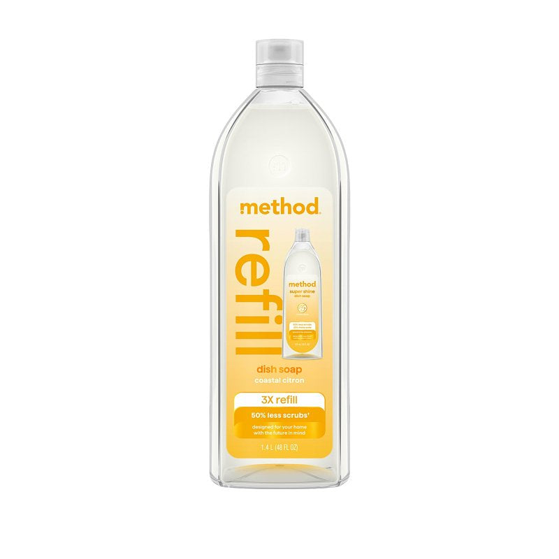 method Super Shine 11301 Dish Soap Refill, 48 oz Bottle, Liquid, Coastal Citron