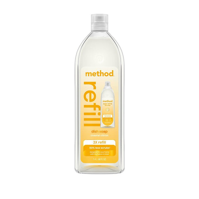 method Super Shine 11301 Dish Soap Refill, 48 oz Bottle, Liquid, Coastal Citron