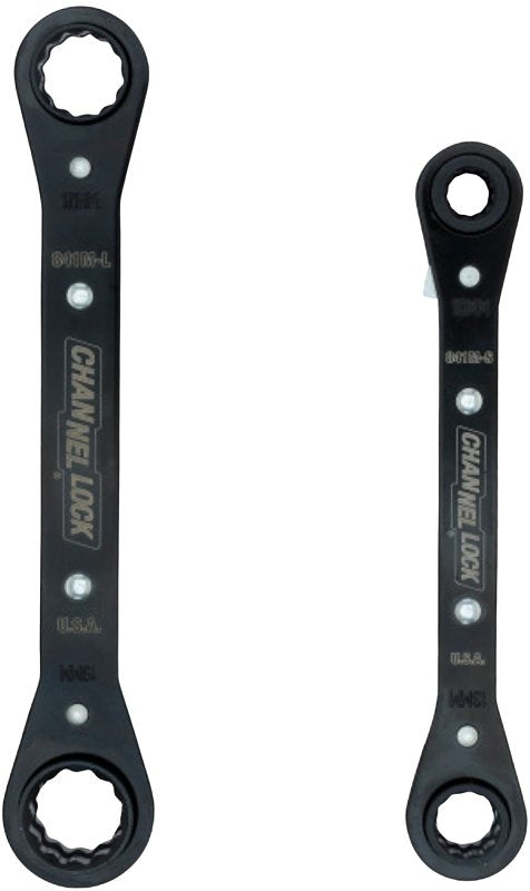 Channellock 841M Ratcheting Wrench Set, Metric, 12-Point, Steel