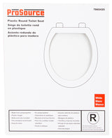 ProSource KJ-883A1-WH Toilet Seat, Round, Plastic, White, Plastic Hinge Hinge