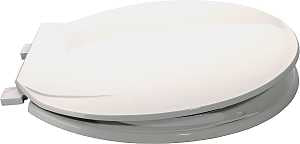 ProSource KJ-883A1-WH Toilet Seat, Round, Plastic, White, Plastic Hinge Hinge