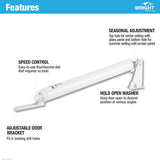 Wright Products V1022WH Pneumatic Screen and Storm Door Closer, 10-1/2 in Dia Rod, 12-1/4 in L, Gloss, 90 deg Opening