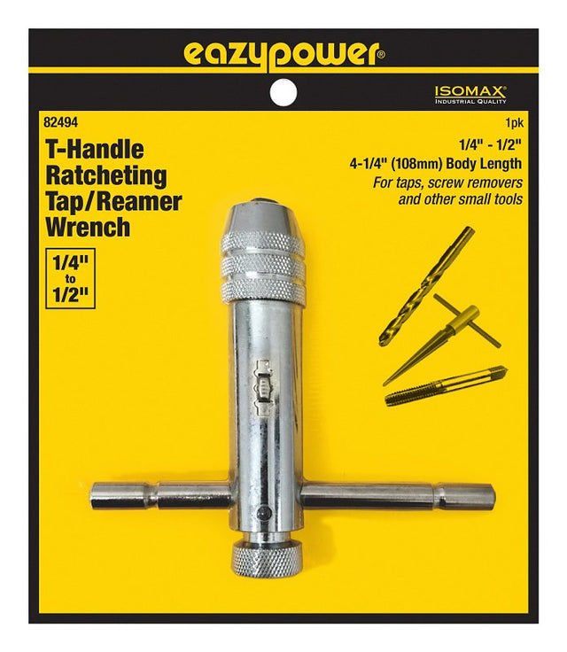 Isomax 82494 Tap and Die Ratcheting Wrench, 1/4 to 1/2 in Tap/Die, T Handle