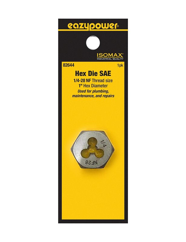 Isomax 82644 Fractional Die, 1/4-28 Thread, NF Thread
