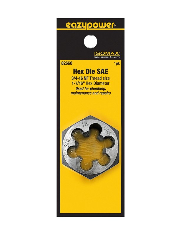 Isomax 82660 Fractional Die, 3/4-16 Thread, NF Thread