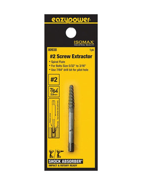 Isomax SHOCK ABSORBER Series 80938 Screw Extractor, #2 Extractor, 1/4 to 5/16 in Bolt/Screw, Spiral Flute