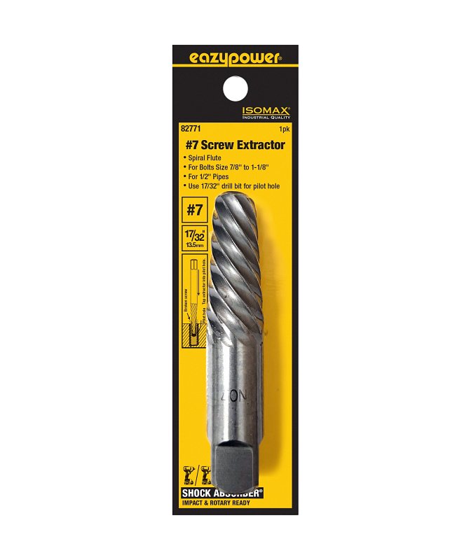 Isomax SHOCK ABSORBER Series 82771 Screw Extractor, #7 Extractor, 7/8 to 1-1/8 in Bolt/Screw, Spiral Flute