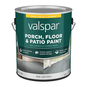 Valspar 009.0011636.007 Latex Porch, Floor and Patio Paint, Gray Sheen, Light Gray, 1 gal, 400 sq-ft Coverage Area, Pack of 4