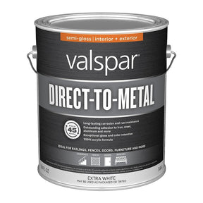 Valspar 007.5760020.007 Direct-To-Metal Paint, Semi-Gloss, Extra White, 1 gal, Pack of 4