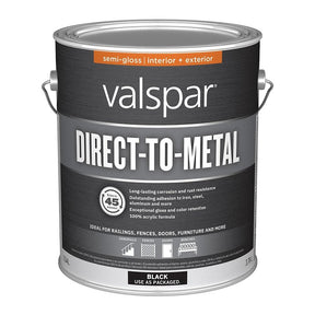 Valspar 007.5760026.007 Direct-To-Metal Paint, Semi-Gloss, Black, 1 gal, Pack of 4