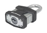 Kwikset 90260-040 Padlock, Keyed Alike Key, 0.35 in Dia Shackle, 1-1/2 in H Shackle, Boron Carbide Shackle, Steel Body