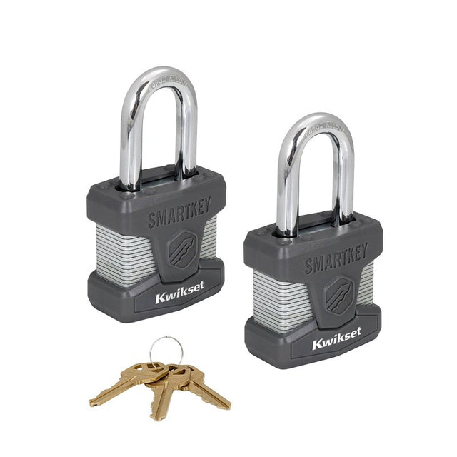 Kwikset 90260-041 Padlock, Keyed Alike Key, 0.35 in Dia Shackle, 1-1/2 in H Shackle, Boron Carbide Shackle, Steel Body