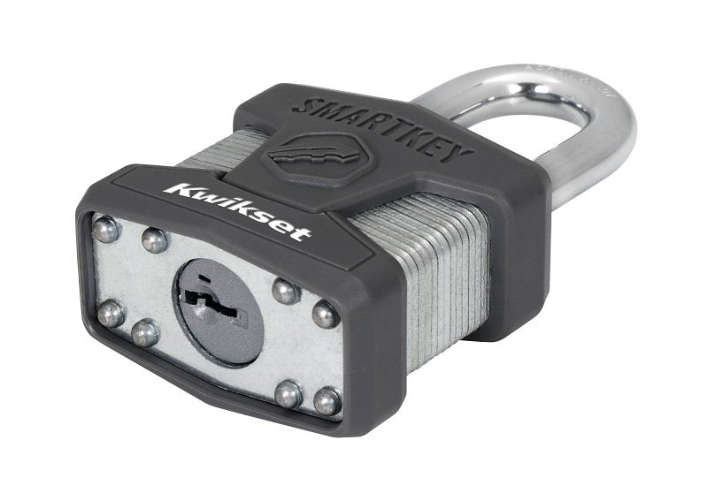 Kwikset 90260-042 Padlock, Keyed Alike Key, 0.35 in Dia Shackle, 1-1/2 in H Shackle, Boron Carbide Shackle, Steel Body