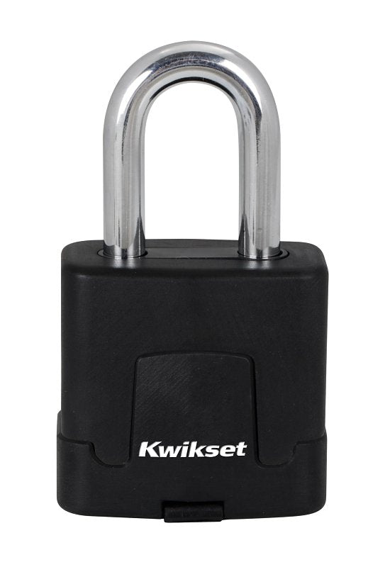 Kwikset 90260-043 Padlock, Keyed Alike Key, 0.35 in Dia Shackle, 1-1/2 in H Shackle, Boron Carbide Shackle, Steel Body