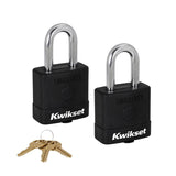 Kwikset 90260-044 Padlock, Keyed Alike Key, 0.35 in Dia Shackle, 1-1/2 in H Shackle, Boron Carbide Shackle, Steel Body